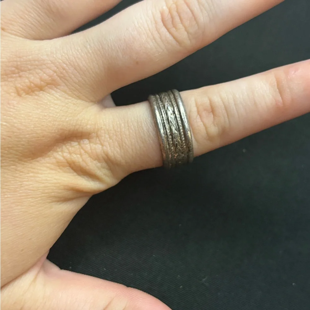 Vintage 925 Sterling Silver Rope Wide Band Ring - Picture 3 of 4